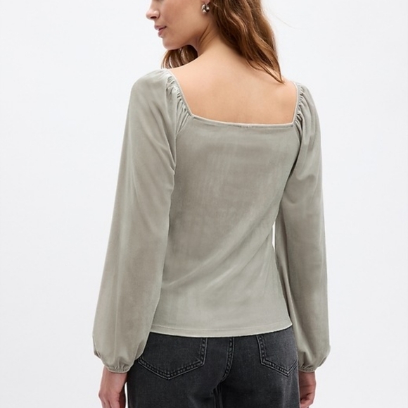 GAP Crushed Velvet Silver Cropped Top Sz XXL NWT Gothic Whimsy Romantic Glam - Picture 2 of 9